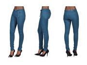 C est Toi 4 Pocket Braided Belted Solid Color Skinny Jeans Marin Blue 0