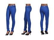 C est Toi 4 Pocket Belted Solid Color Skinny Jeans Royal Blue 0