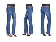 C est Toi Womens Belted Bootcut Jeans Dark Wash 0