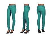 C est Toi 4 Pocket Belted Solid Color Skinny Jeans Jade 5