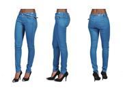 C est Toi 4 Pocket Belted Solid Color Skinny Jeans Marin Blue 9