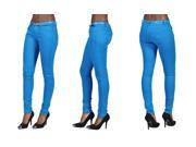 C est Toi 4 Pocket Belted Solid Color Skinny Jeans Turquoise 9