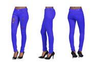 Womens Fashion Rhinestoned Ripped Skinny Jeans Blue 3