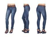 C est Toi Womens Belted Skinny Jeans Dark Wash 0