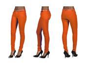 C est Toi 4 Pocket Belted Solid Color Skinny Jeans Orange 0