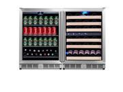 KingsBottle 160 Can 46 Bottle 3 Zone Beer and Wine Combo Fridge Black with Stainless Steel Trim