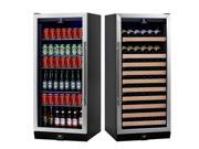 KingsBottle 300 Can 98 Bottle Wine and Beverage Cooler Combo Black with Stainless Steel Trim