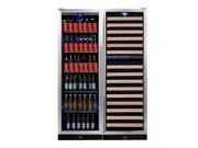 KingsBottle 450 Can 164 Bottle 3 Zone Beverage and Wine Cooler Combo Black with Stainless Steel Trim
