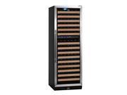 KingsBottle 164 Bottle Dual Zone Wine Cooler Black with Stainless Steel Trim and Glass Door