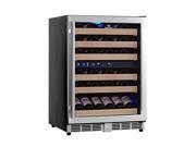 KingsBottle 46 Bottle 24 Dual Zone Undercounter Wine Cooler Black with Stainless Steel Trim and Glass Door