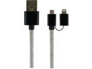 GE 13676 2 in 1 Charge Sync Micro USB Cable with Lightning R Adapter 6ft