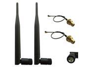 2 x 2.4GHz 6dBi Indoor Omni directional Antenna 802.11n b g RP SMA Female Connector 2 x U.FL Mini PCI to RP SMA Pigtail Antenna WiFi Cable