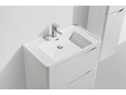 SMILE 36 HIGH GLOSS WHITE FREE STANDING MODERN BATHROOM VANITY W 2 DRAWERS AND REEINFORCED ACRYLIC SINK