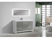 MORENO DOLCE 60 SIGNLE SINK ASH GRAY MODERN BATHROOM VANITY W 2 DOORS 3 DRAWERS AND ACRYLIC SINK