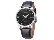 Men s genuine leather watchltra Thin Date Quartz Watch Mens Rhinestone Wristwatches