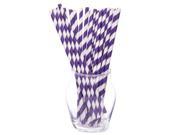 THZY 1 Pack 25 pcs Biodegradable Reusable Environmental Paper Striped Party Straws Purple White
