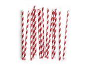 THZY 1 Pack 25 pcs Biodegradable Reusable Environmental Paper Striped Party Straws Red White