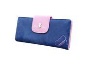 SODIAL NEW Cute Fashion Women Leather Wallet Button Clutch Purse Lady Long Handbag Bag Navy Blue