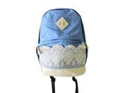 THZY Retro Cute Lace Denim Girls Womens Travel Campus School Book Bag Canvas Backpack Blue