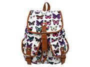 THZY Vintage Women s Travel Rucksack Butterfly School Bag Satchel Bookbags Backpack White