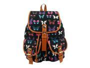 THZY Vintage Women s Travel Rucksack Butterfly School Bag Satchel Bookbags Backpack Black