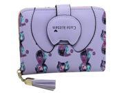 SODIAL Ctue Women Cat Purse Short Wallet Bags Handbags Card Holder Purple