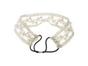 SODIAL Vintage Sweet Lace Flower Pearl Wide Elastic Headband Bridal Headpiece Creamy White