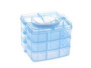 THZY Blue Plastic Empty 3 layer Storage Case Box Nail Art Craft Makeup