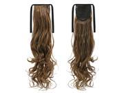 THZY Extension Ponytail Hair Wrap Around Ribbon Clip in Hairpiece Light Brown Curly
