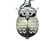 THZY Fashion Vintage Owl Pendants Long Chain Necklace Watch White