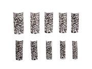 THZY 50 Charming Clear Black Floral Design French Acrylic False Nail Art Tips NEW