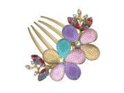 THZY Multi Color Womens Floral Design Alloy Rhinestone Crystal Hair Clip Comb