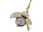 THZY Arabic Numerals Display Gold Tone Ladybug Pendant Necklace Watch