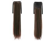 THZY Extension Ponytail Hair Wrap Around Ribbon Clip in Hairpiece Dark Brown Straight