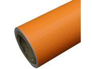 SODIAL DIY 30x127 3D Carbon Fiber Decal Vinyl Film Wrap Roll Adhesive Car Sticker Sheet Orange