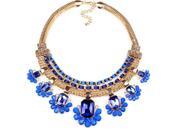 THZY Women Crystal Resin Flower Necklace Jewelry Blue