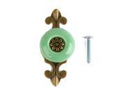 SODIAL 1pc Retro Furniture Drawer Cabinet Wardrobe Ceramic Round Knob Metal Pull Handle Bronze Green