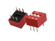 THZY 10 Pcs 2.54mm Pitch 3 Positions 6 Pin Red DIP Switch 3P