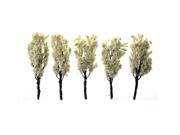 THZY 5pcs Green Scenery Landscape Model Trees w White Flower 1 100
