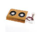 THZY 3.5 Hard Disk Drive HDD Dual Fan Cooling Cooler Gold Tone for Desktop PC