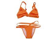 THZY Summer Sexy Bandage Bikini Set Swimsuit Strappy Suit Orange M