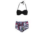 THZY Super Brand Beach Printing sexy Summer Women bikini Sets Halter High waist Bikini Swimwear Black XL