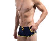 THZY Mens Swimming Trunks Shorts Slim Wear Front Tie with Pocket Pants Swimsuit Deep Blue M