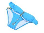 THZY Solid Color Sexy Wrapped Chest Pendant Design Swimwear For Women blue S