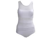 THZY Sexy Scoop Neck Sleeveless Siamesed Solid Color Hollow Out Design Swimwear For Women white S