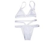 THZY Summer Sexy Bandage Bikini Set Swimsuit Strappy Suit white S