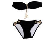 THZY Solid Color Sexy Wrapped Chest Pendant Design Swimwear For Women black S