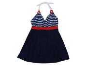 THZY Tie Design Sleeveless V Neck Striped Backless One Piece Swimwear For Women High Waist Swimsuit Bathing Suits red XL