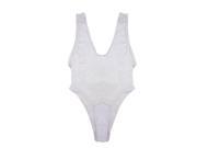 THZY Sexy Women s V Neck Backless One Piece Swimsuit white M