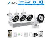 A ZONE 4CH 960P NVR Wireless CCTV Security Camera System Four 1280TVL 1.0 Megapixel Weatherproof Wifi IP Surveillance Camera Kit for Home Office 80ft IR LED